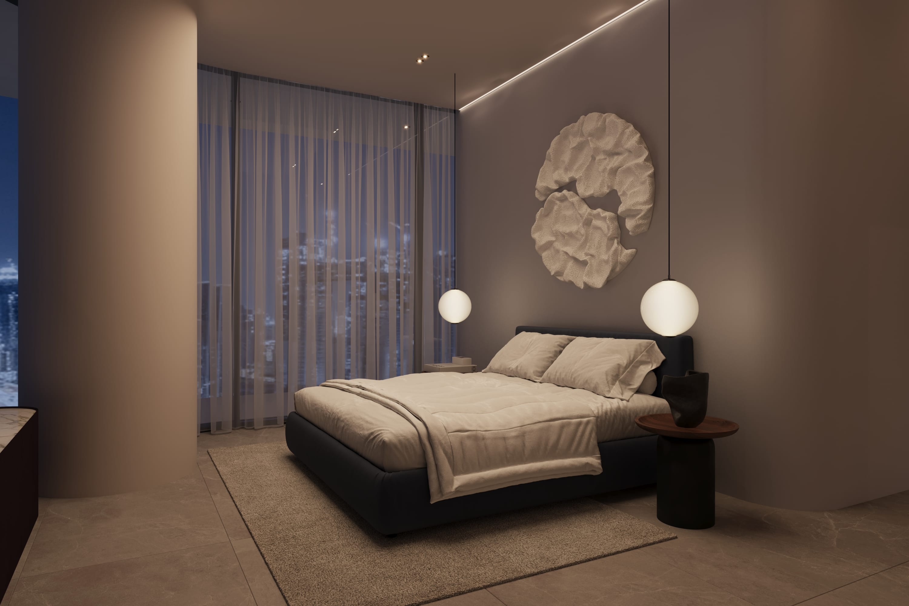 Inaura evening master bedroom